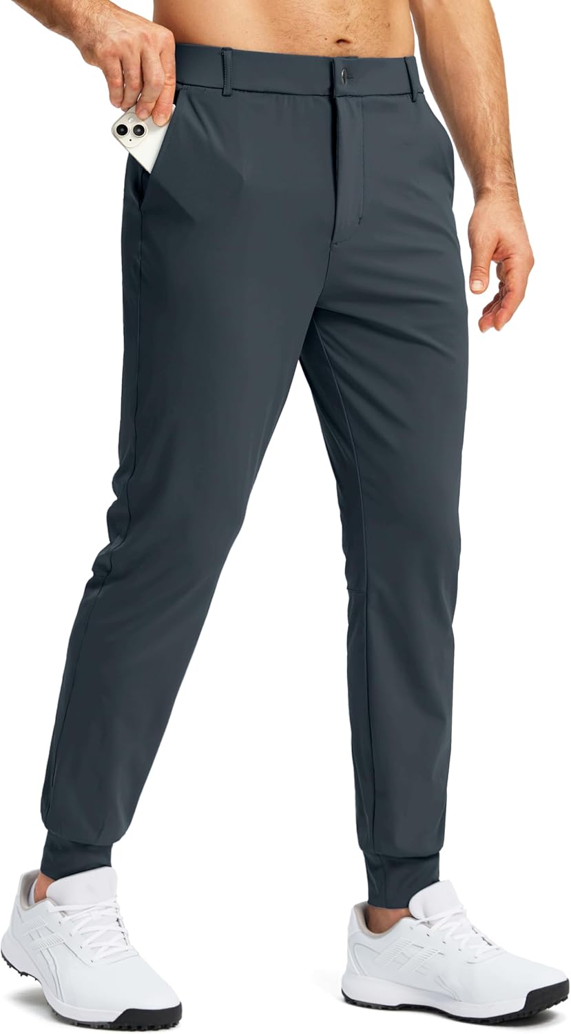 G Gradual Men's Stretch Golf Joggers with 3 Pockets Slim Fit Sweatpants Work Dress Casual Pants for Men with Belt Loops