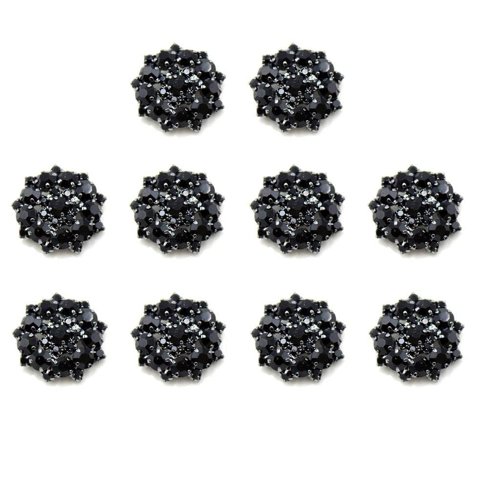 Wudaizhi Black 10Pcs Rhinestone Buttons Shank Diamante Accessories Diy For Wedding Decoration Sewing Clothing Buttons