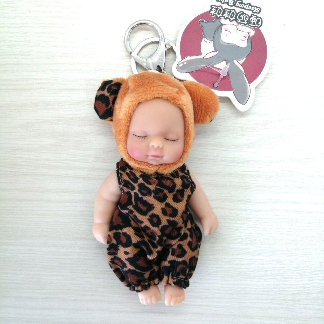 超お買得‼️新品タグ付　激カワ！ヒョウ柄❣️ぬいぐるみキーホルダー3set！ Amazon.co.jp: スリーピングベイビー ヒョウ 柄 着ぐるみ キーホルダー