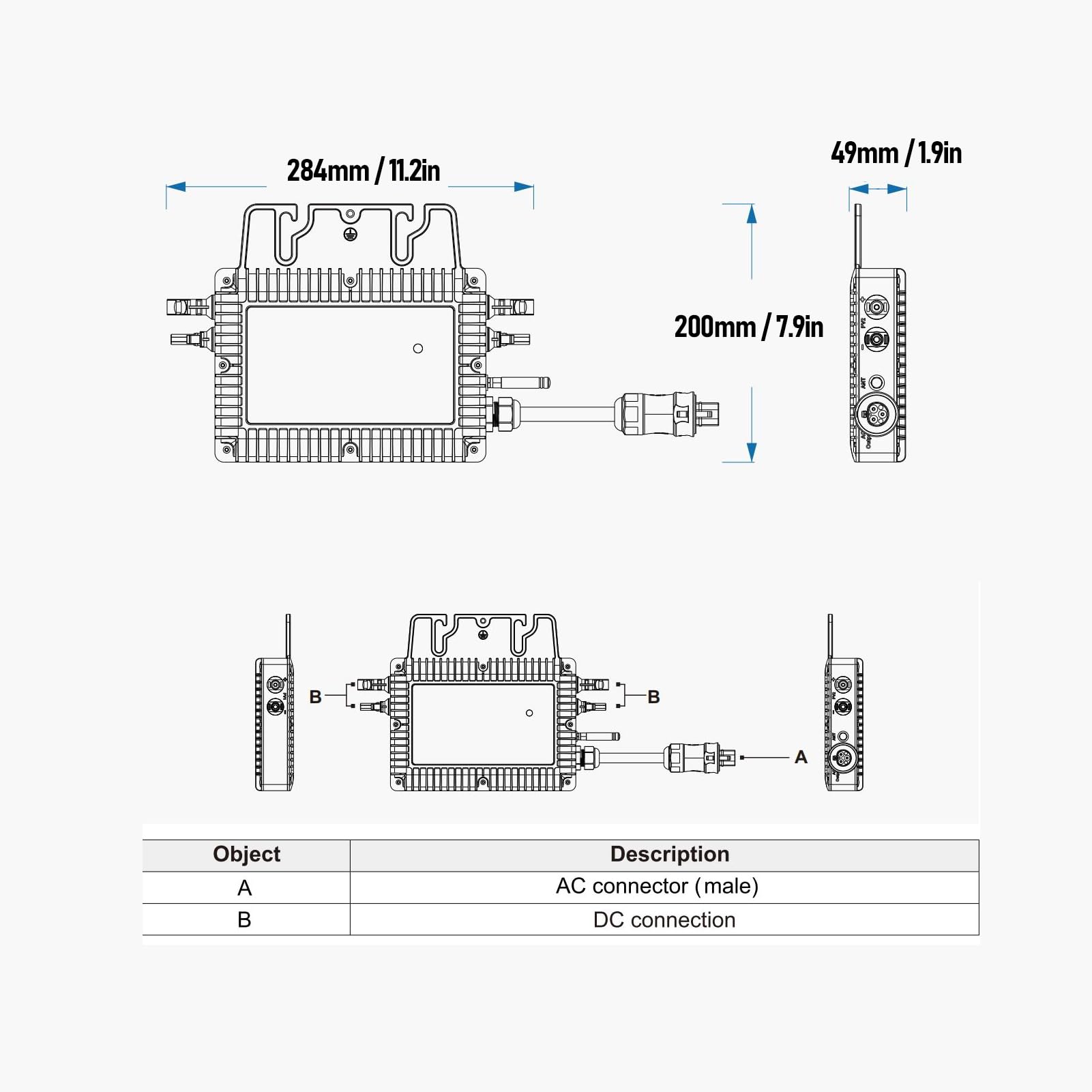 TOPINCN Mikroinwerter Sieciowy o Mocy 800 W, WiFi Stop Aluminium Automatyczna Identyfikacja Przetwornice Mocy Mikroinwerter DC na AC do Panelu Słonecznego