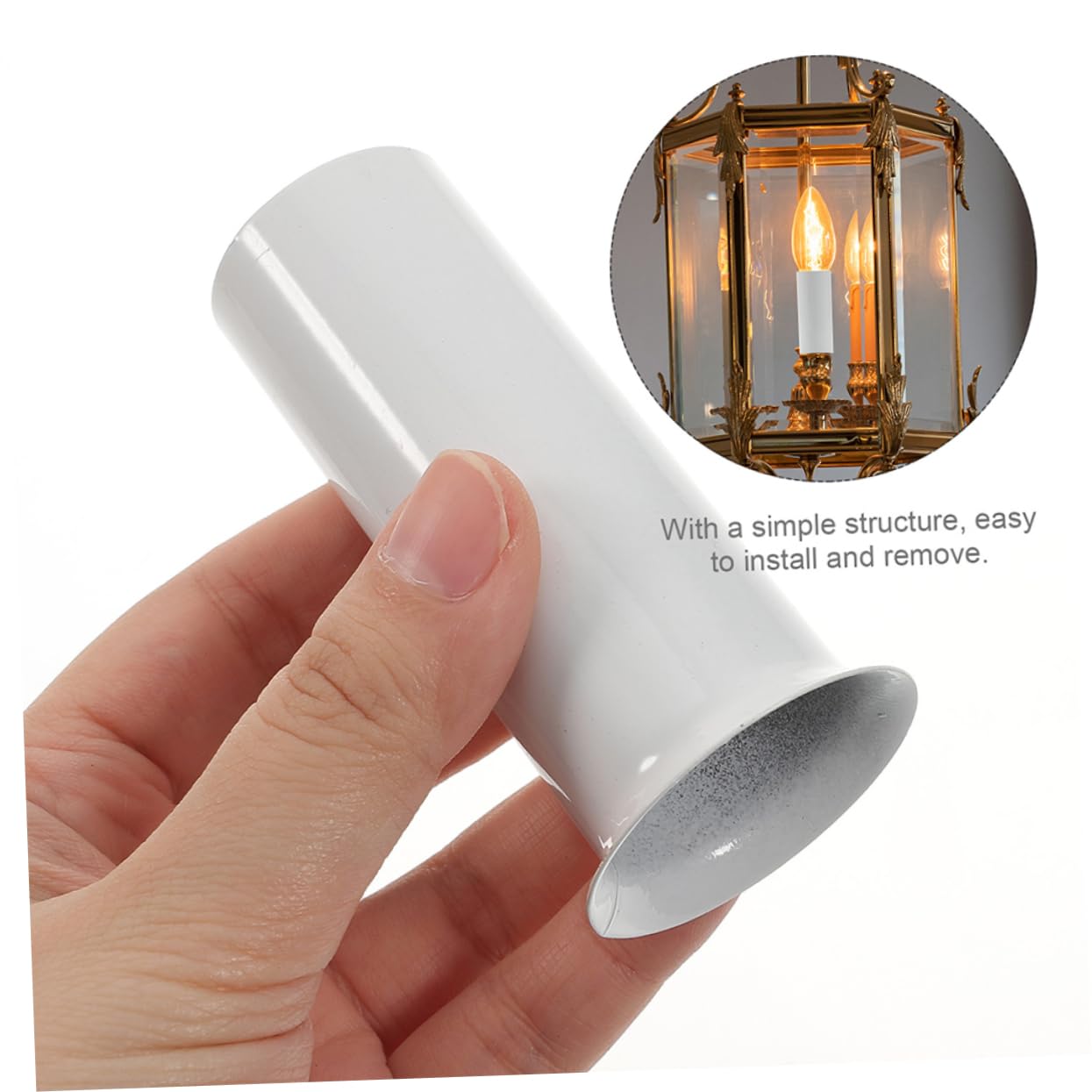 Homoyoyo 15 Piezas de Fundas para Portalámparas Colgantes de Metal Blanco Base Ancha, Estructura Resistente y Fácil Instalación para Lámparas de Cristal y Velas Hogar