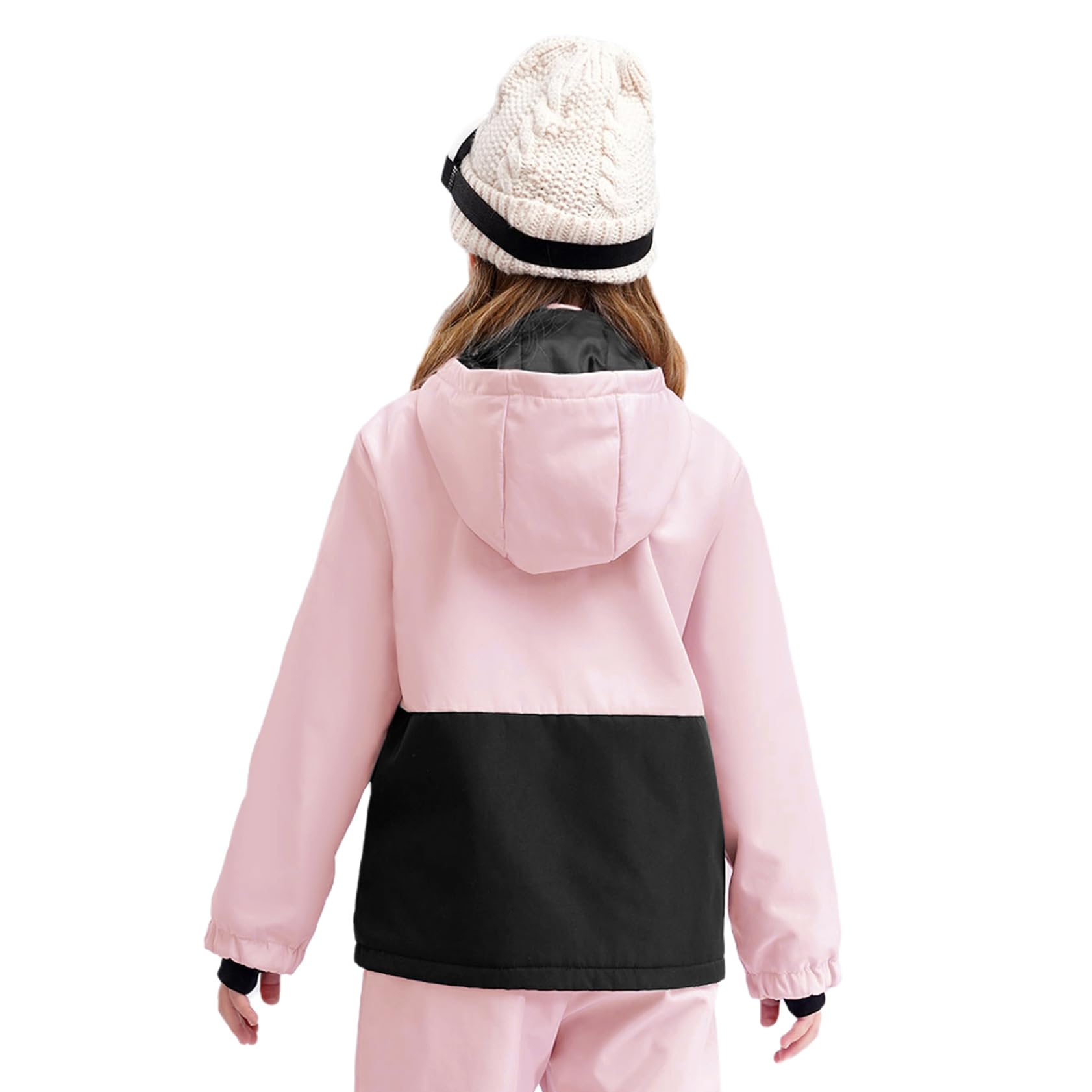 Jugaoge Veste de Ski à Capuche pour Enfant Fille Garçon Veste de Neige Randonnée Zippée Manteau Blouosn Jackets