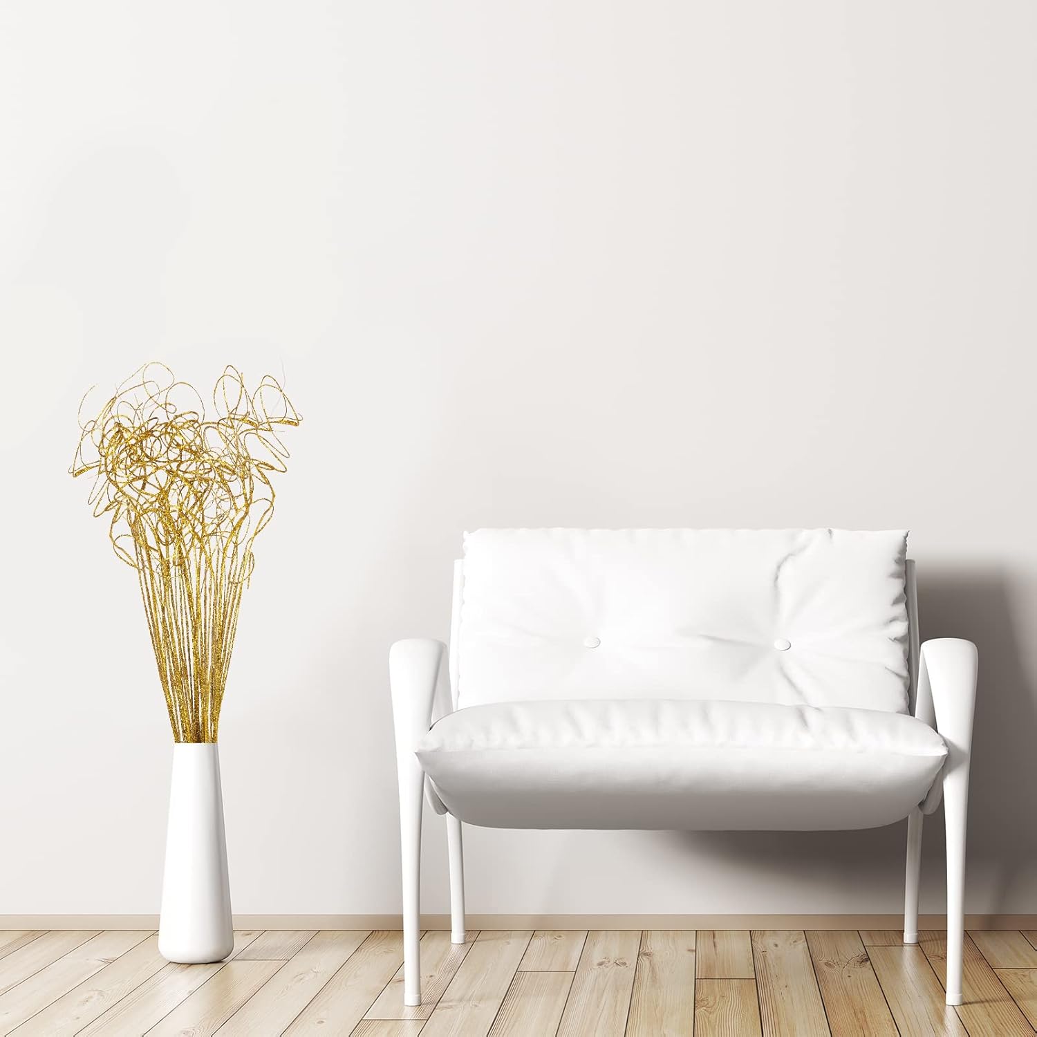 WILLBOND 30 Pieces Curly Ting Branches Ting Glitter Branches Vase Filler Floral Crafts Home Decoration for Home Office Party Hotel Restaurant Patio or Yard Decor(Gold)