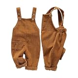 Mornyray Toddler Boy Girl Soft Corduroy Suspender Pants Kids Overalls Loose Retro Adjustable button overalls