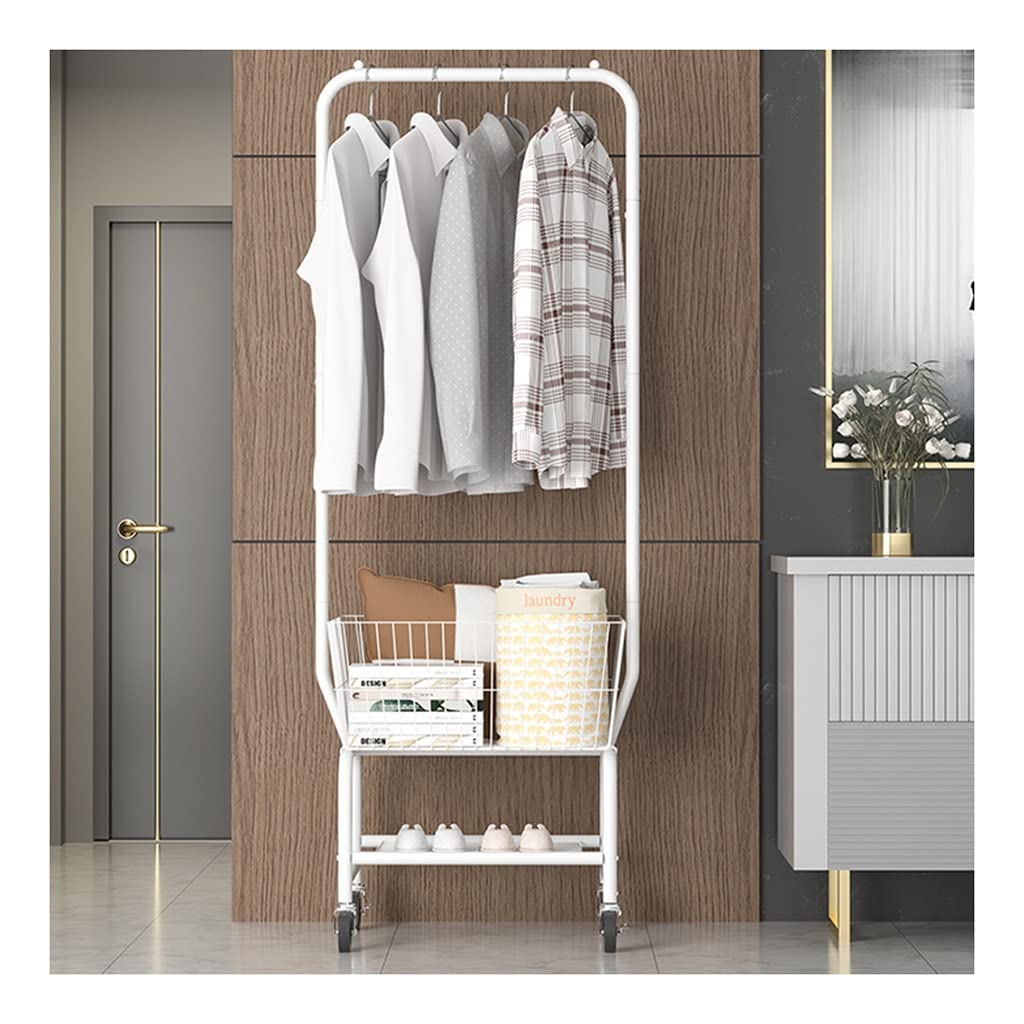 Portant mobile pour chambre avec étagères anti-désordre et roulettes