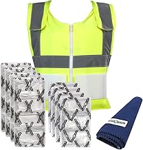 Glacier Tek High Visibility Safety Cooling Vest, 8 Cold Packs, Stays a cool 59ºF for to 2.5 Hours, recharges in 30 minutes
