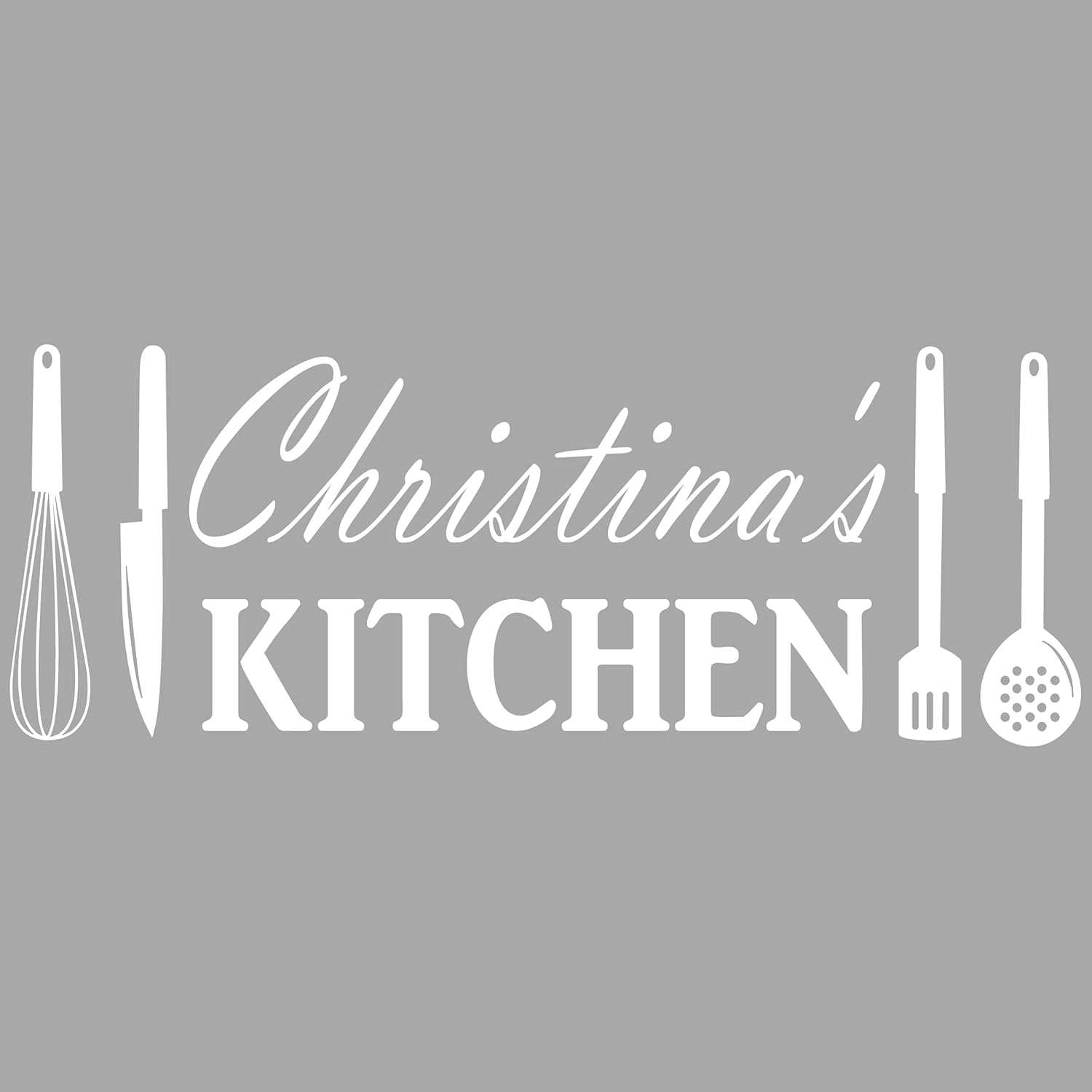 VWAQ Custom Kitchen Wall Decal Personalized Name Home Decor Vinyl Sticker - CS79 (18" H X 50" W, Burgundy)
