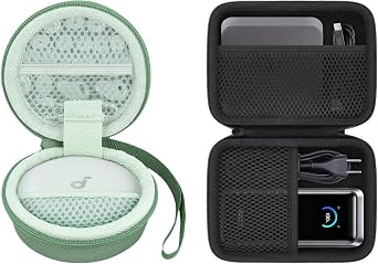 khanka Hard Travel Bag for Anker Soundcore Sleep A30 A20 Earbuds + Anker Prime Portable Charger with Charging Base, Case Only Mint Green & Black
