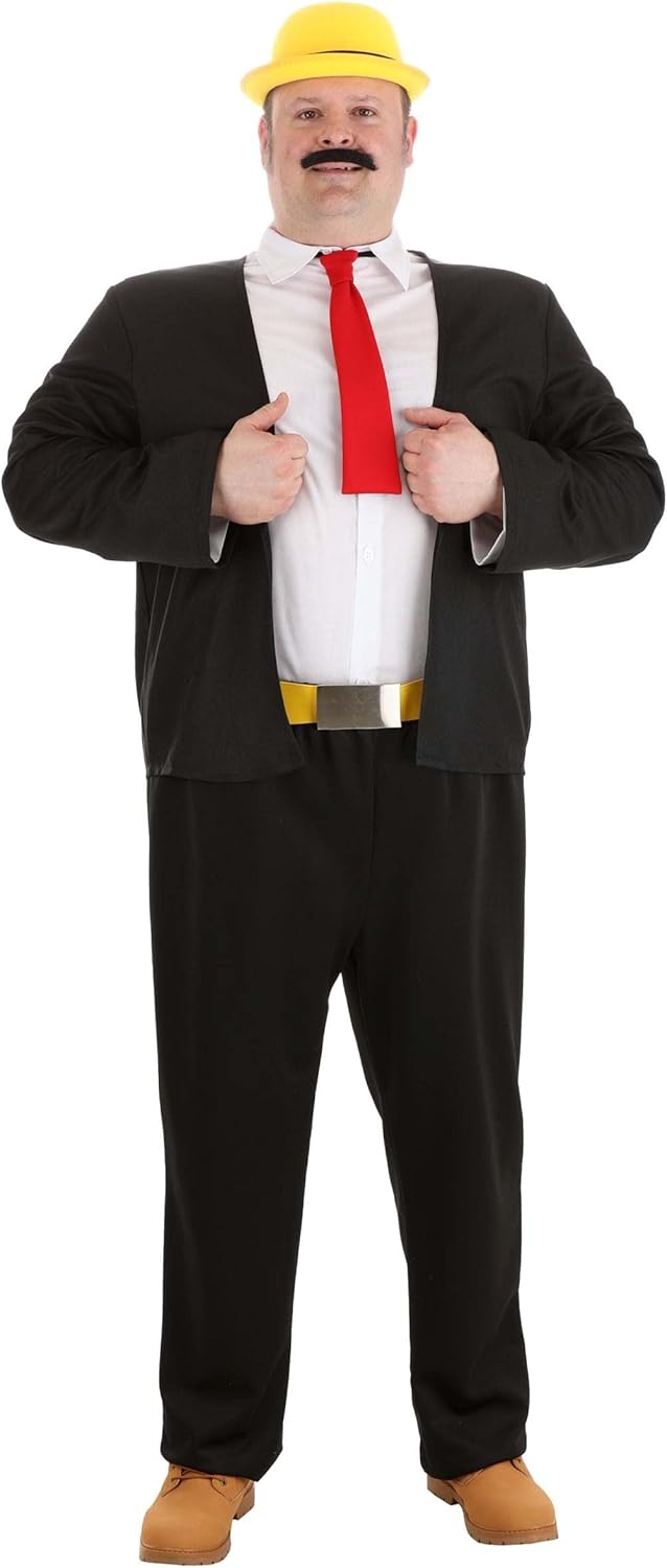 Mens Plus Size Wimpy Popeye Outfit with Hat, Halloween Costume for Adults