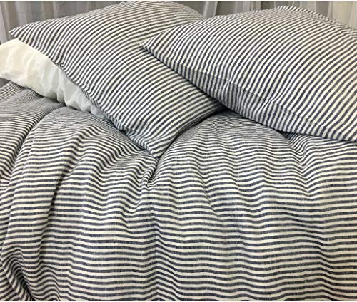 White Striped Linen Duvet Cover 