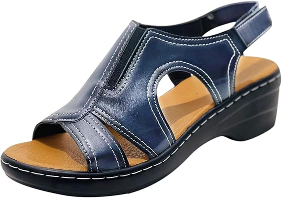 EFTCAL RNSGMSME Womens Sadanar Orthopedic Arch Sandals Wedge Roman Sandals,Adjustable Ankle Strap Chunky Low Heel Casual Diabetic Walking Beach Sandals
