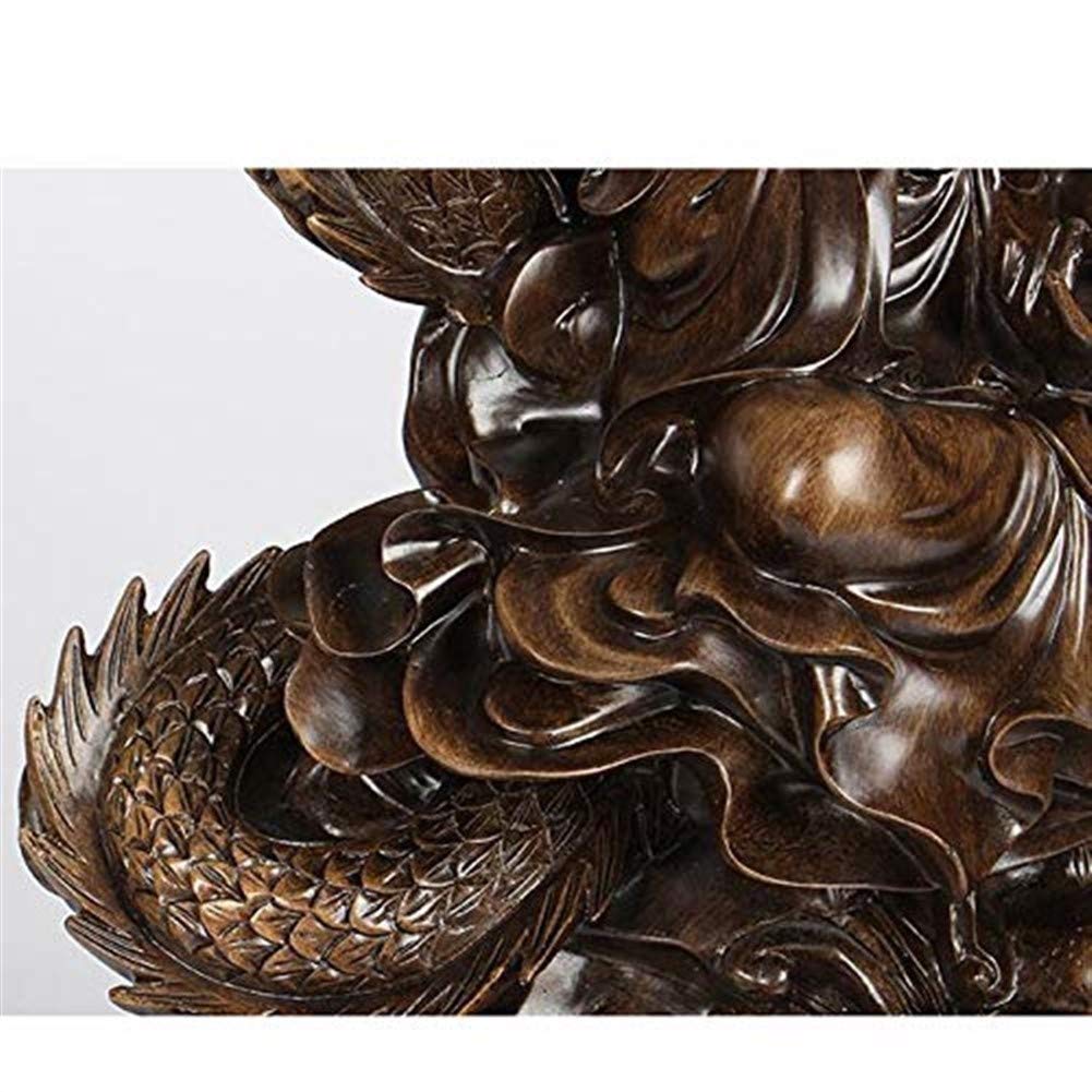 El dragón Estatua de Guanyin Paz de Buda de meditación y la armonía de la decoración Estatua Religiosa Nanhai Bodhisattva Guanyin 32 × 17 × 45 cm (Color : A)