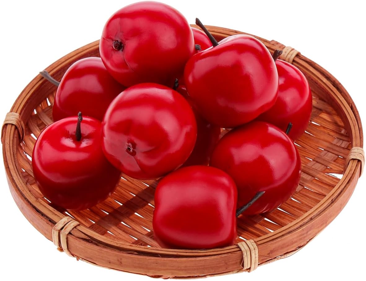 27 Pcs Mini Artificial Apples,1.5 Inch Small Fake Red Apples for Decoration,Decorative Fake Fruit for Home Kitchen Festival Party Christmas Ornament