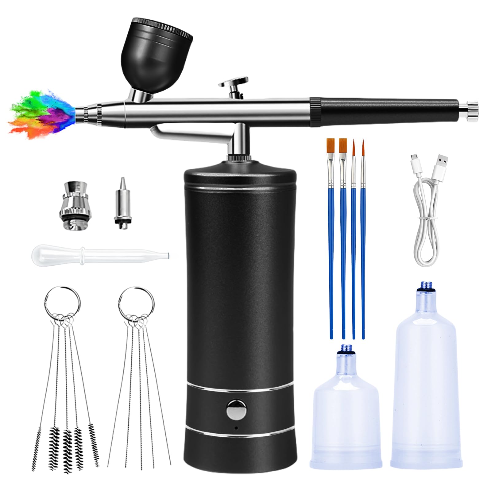Airbrush Set Mit Kompressor,Tragbare Air Brush Kompressor-Set,Wiederaufladbare Airbrush,Wireless Airbrush Set For Makeup,Tattoo-Modellierung,Wiederaufladbar,Kuchendekoration,Nail Art