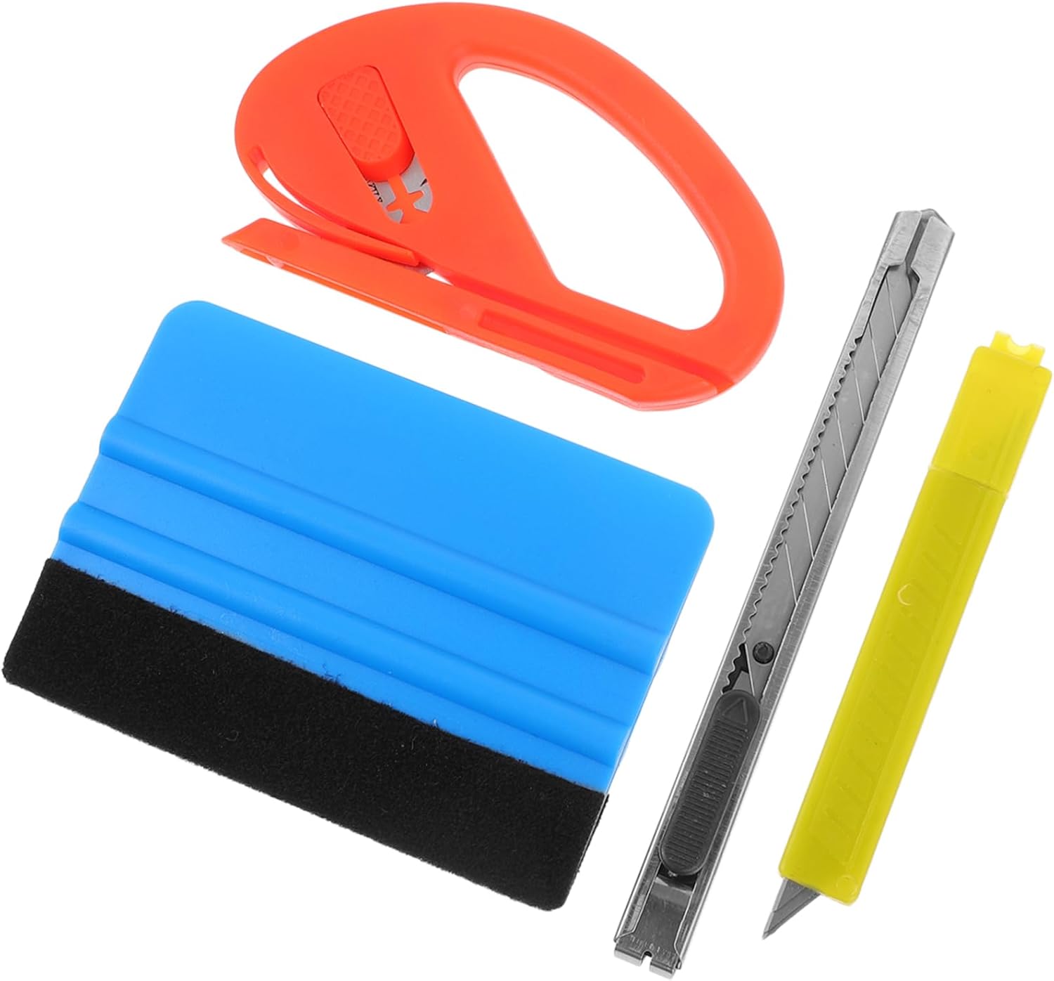 PRETYZOOM 4Pcs Window Tint Tools Kit Multifunctional Smoothing Tool for Installation Includes Film Cutter and Reusable Felt Squeegees for Vehicle Graphics