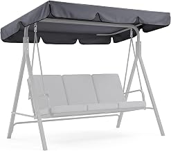Waterproof Garden Swing Roof Grey (200 x 120 cm) | Polyester, Waterproof, Anti-UV, 3 Seater Swing Chair, Easy Installation