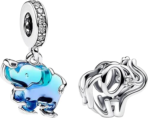 NUNUYAYA Charms Abaloriosde Cuentas Plata de Ley 925 con Circonita Cúbica Elepha