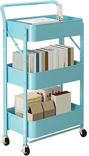 Estante multifuncional de almacenamiento de cocina con carrito plegable para almacenamiento de electrodomésticos, color azul (45 x 30 x 88 cm)