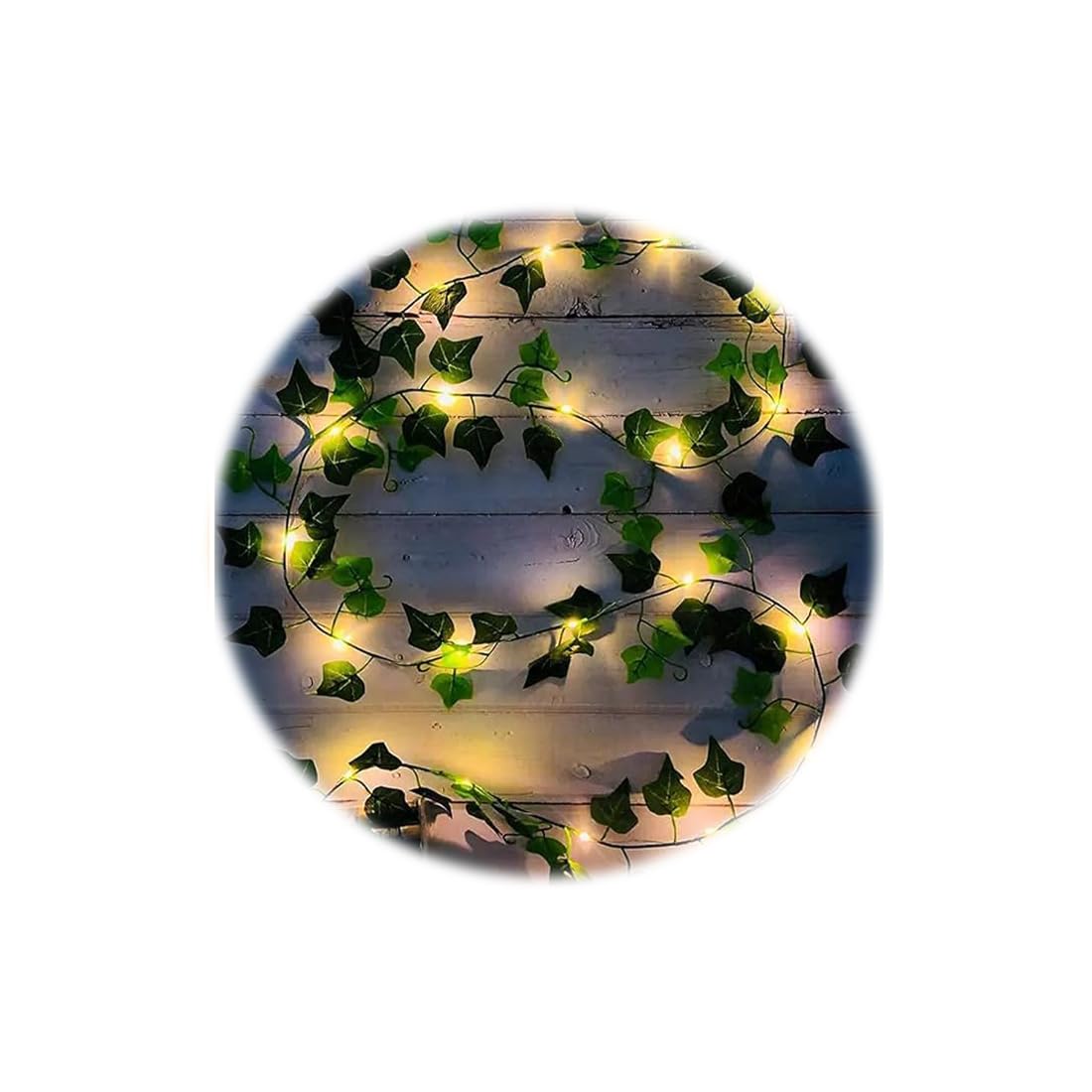 ZOMKIFA 2M Guirnaldas Luces Exterior, Hiedra Artificial con 20 LED Luces, Luces Led Exterior Jardin, Cadena de Luces Decoración, Decoracion Hogar, Guirnalda Luces Interior, Luces Pared Fiesta Navidad