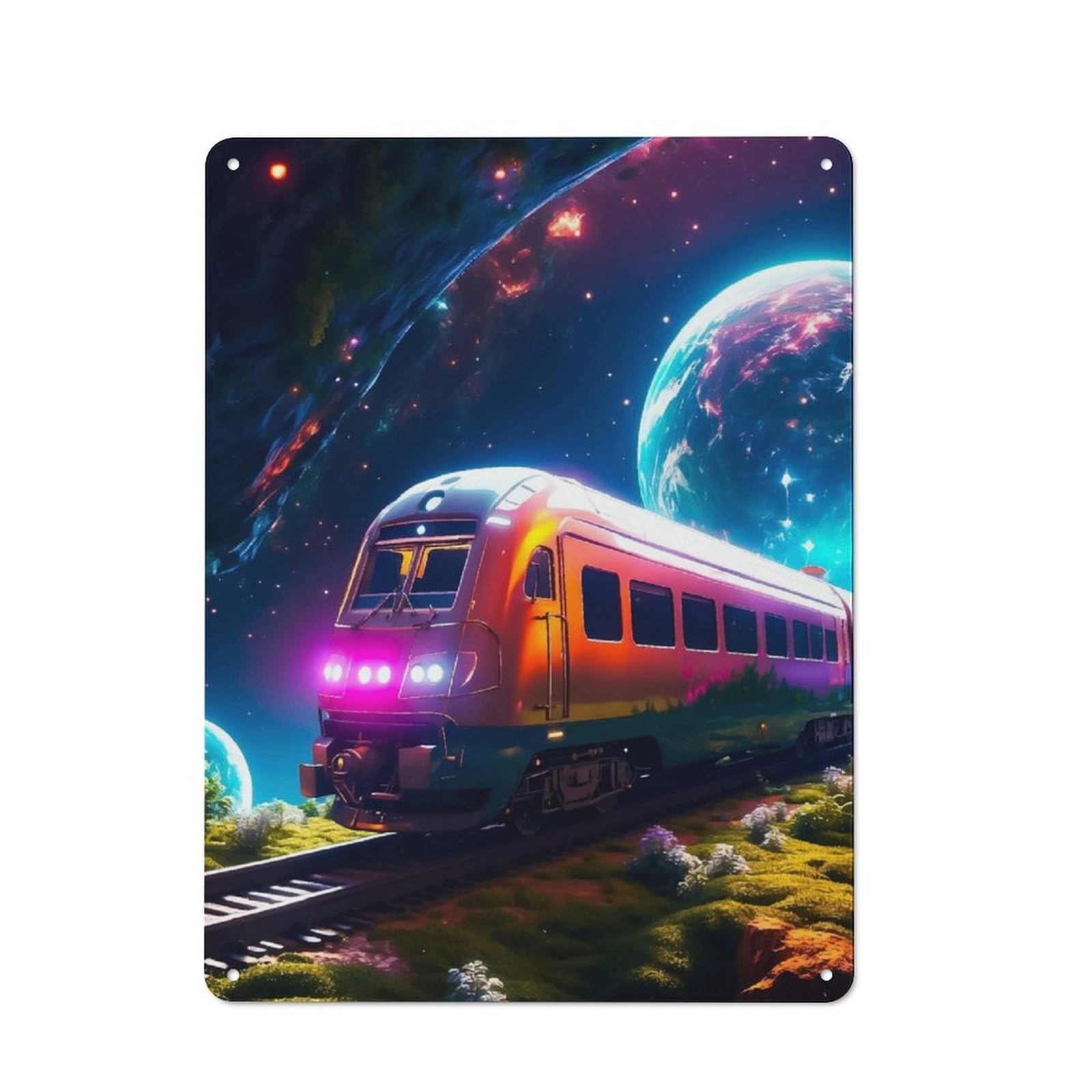 Junmoney Galactic Station Rustic Tin Sign 40X30cm Featuring For Living Room Wall, For Metal Sign Collectors, For Garage And Workshop Walls
