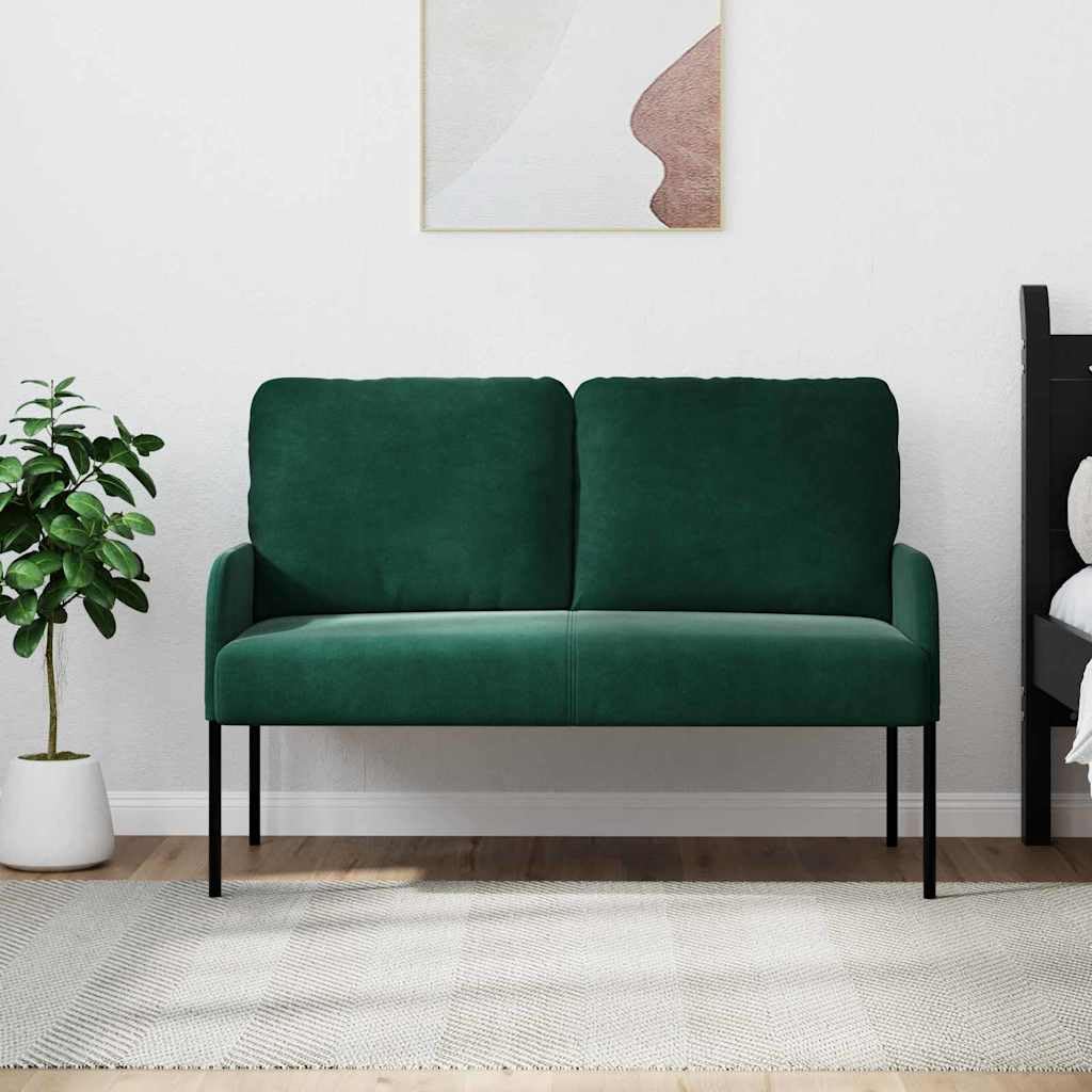 Sofa 110 cm ciemnozielona poliester z poduszką