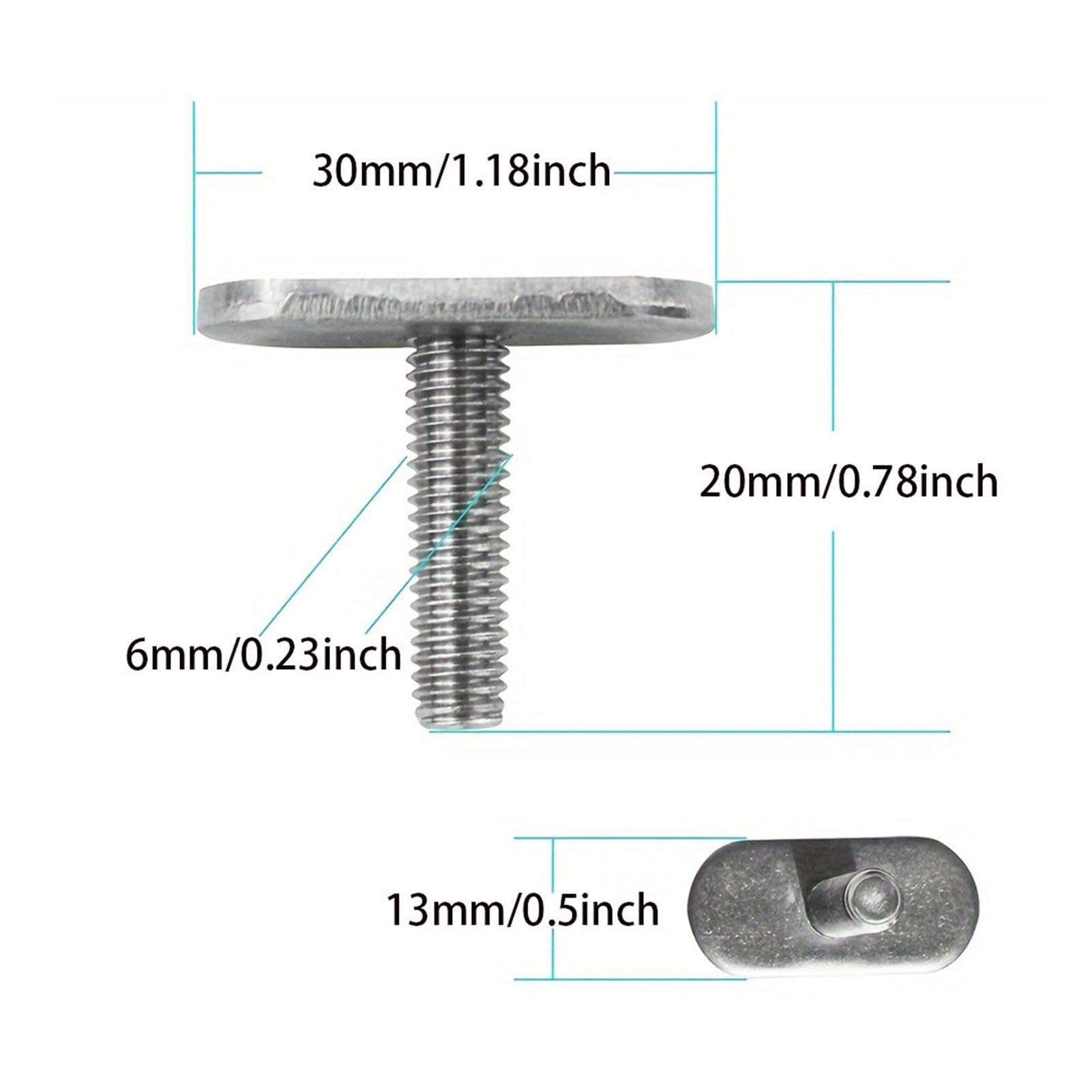 Lot De 6 Vis En T Pour Kayak - M6 X 21 Mm, Tête 1,3 Cm | Acier Inoxydable, Fixation Accessoires