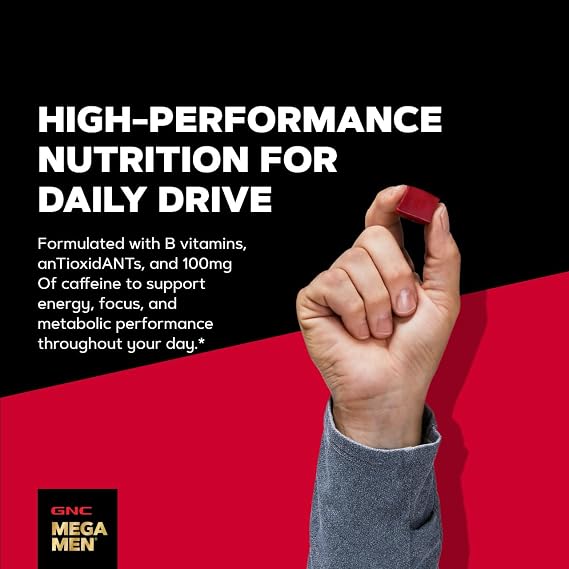 GNC Mega Men Soft Chew Multivitamin for Men | Energy & Metabolism Support | Gluten Free | Mixed Fruit | 60 Count