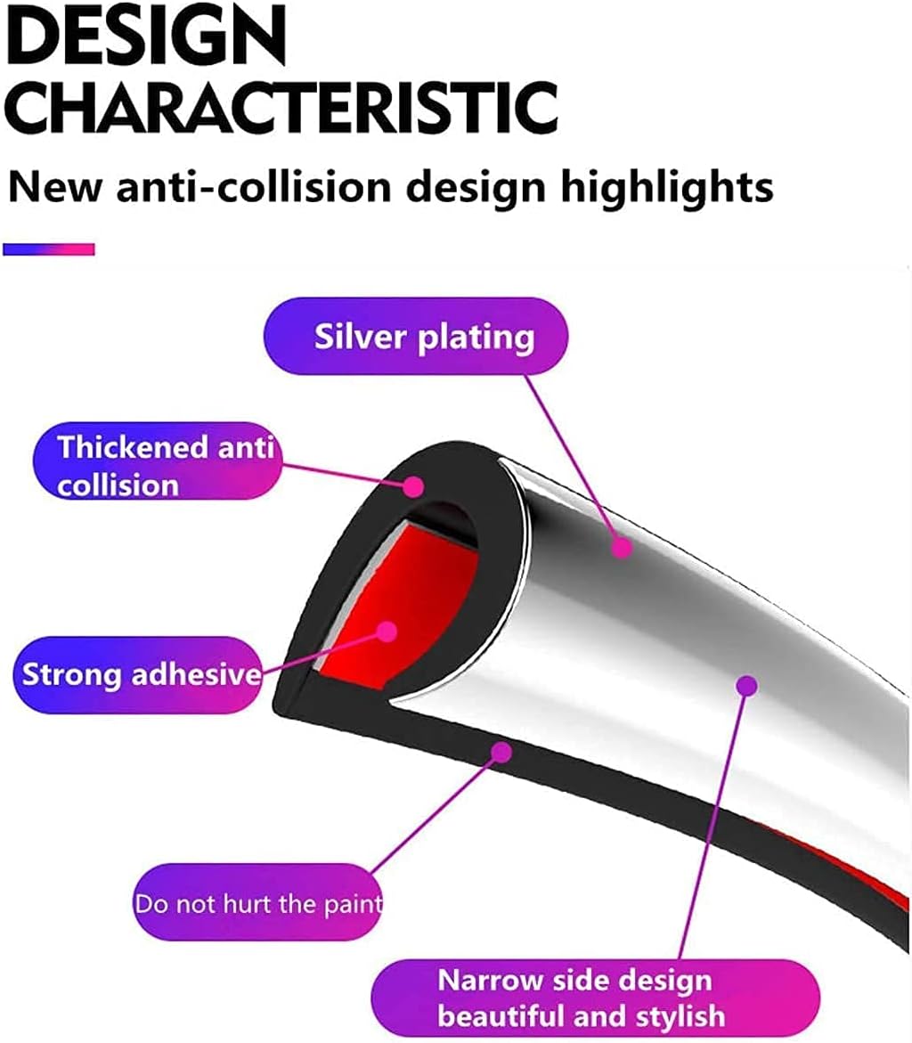 Car Door Edge Guards16FT(5M) U Shape Trim Molding Electroplated Glossy Rubber Seal Protector with Fits Most Cars(electroplated Silver)