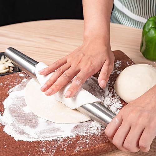 Miniatura 3 de Rodillo De Acero Inoxidable, Utensilio Para Hornear En La Cocina Del Hogar Para Enrollar La Piel De Albóndigas, Pizza, Pastelería, Galletas 10 Pulgadas
