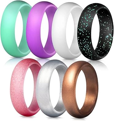 Mens Womens Silicone Engagement Rings, Inner Arc Ergonomic Breathable Design with half sizes, Rubber Wedding Bands,5.5mm Wide-2mm Thick