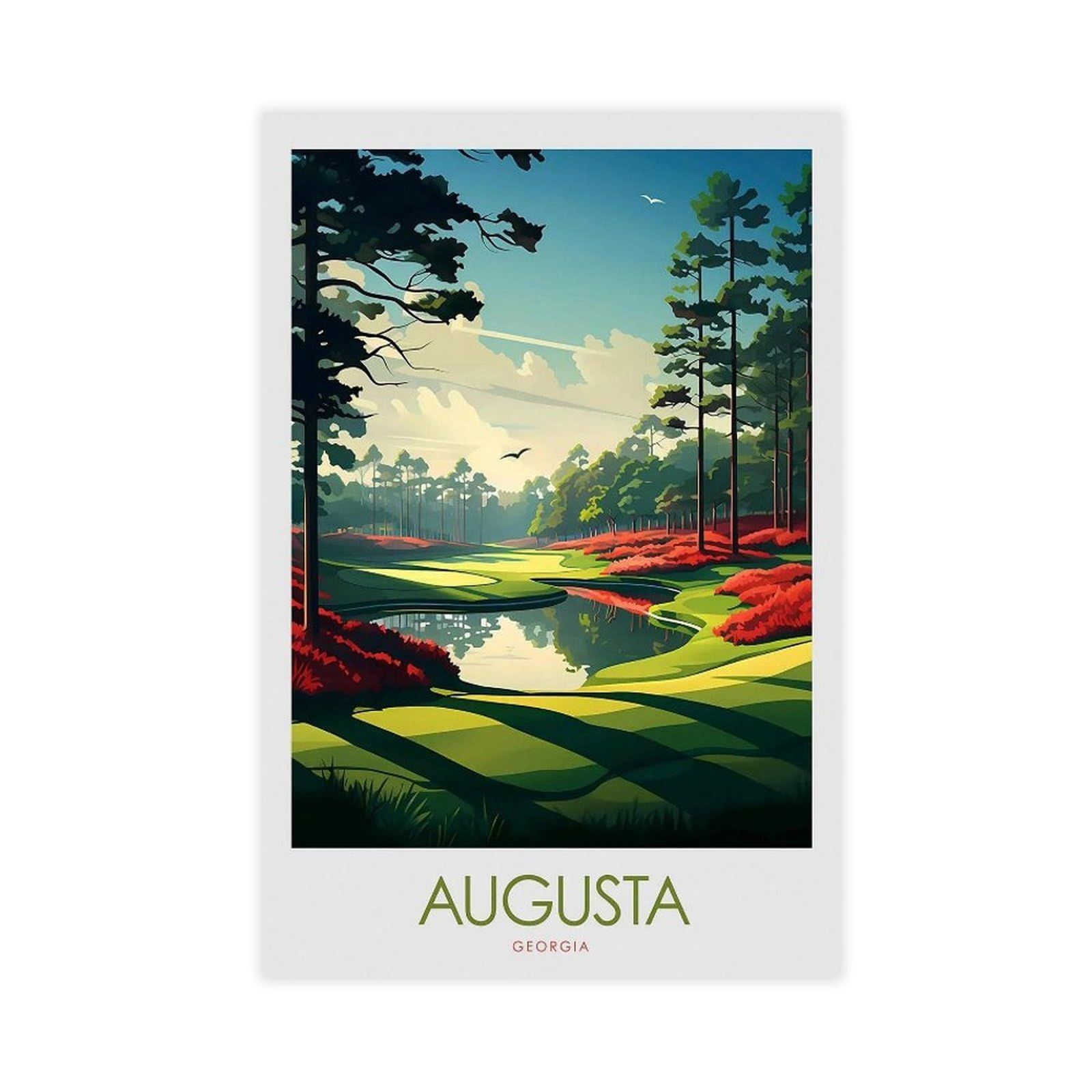 QOGDAF Augusta Masters Golf Course Georgia Canvas Poster Bedroom Decor Landscape Office Room Decor Gift 12x18inch(30x45cm)