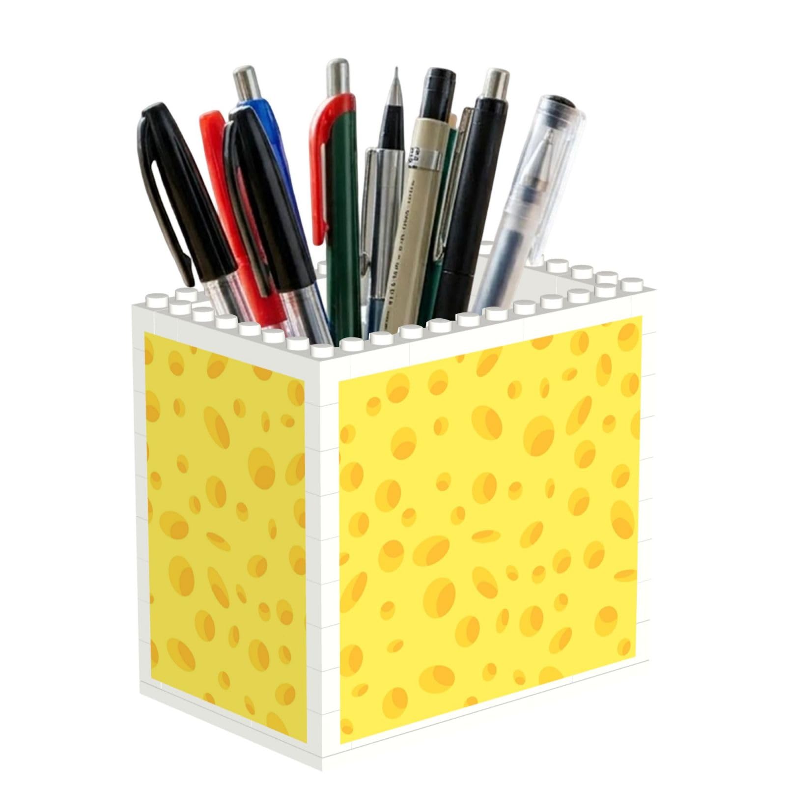 Poadnly Yellow Cheese, Pen Pot Pencil Holder for Office Home School, Compact Desk Organiser for Office Stationery