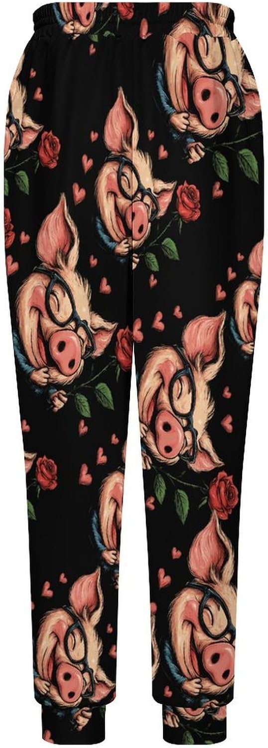 Pigs Rose Men's Pants Athletic Workout Sweatpants Jogger Casual Pant for Sports Home