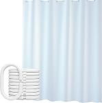 Rideau de douche blanc avec design contemporain concise, Rideaux de douche pour salle de bain Mildew Résistant Machine lavable, Rideau de salle de bains PEVA Tissu imperméable avec crochets 71" Wx71 H