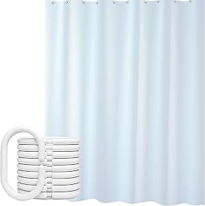 White Shower Curtain with Modern Concise Design,Shower Curtains for Bathroom Mildew Resistant Machine Washable,Bathroom Curtain PEVA Waterproof Fabric with Hooks 71" Wx71 H