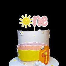 One Cake Topper First Birthday Gold and Rose Gold Glitter Sun Cake Topper 1st Birthday Party Cake Decorations Supplies