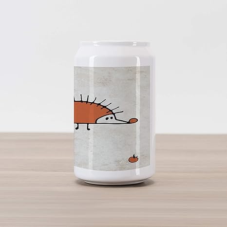 Amazon Co Jp Lunarable カートゥーン コーラ 缶型 貯金箱 かわいいハリネズミのデザイン カートゥーンスタイル 落書きグラフィック アートワークイラスト セラミックコーラ型コインボックス 現金保存用貯金箱 ダークオレンジとパール ベビー マタニティ