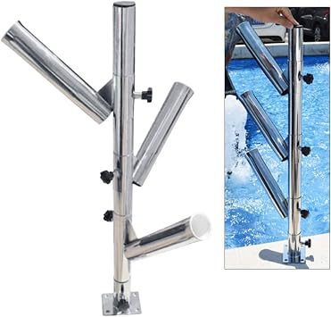 Stainless 3-Tube Rocket Launcher Rod Holders, Adjustable Swivel Vertical Fishing Rod Holder,Tree Fishing Rod Holder with Base and 3 Tube for Fishing, Tree Type 2.2 x 3 x 1/4 Base, Yacht Accessories