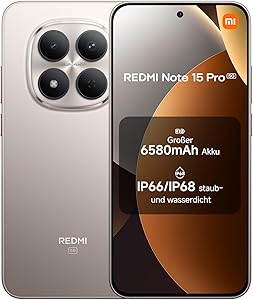 XIAOMI Redmi Note 15 Pro 5G Smartphone (8 + 256 GB) – Mobile Phone with Android, 6580 mAh Battery, IP66/IP68 Dust and Water Protection, 200 MP Camera, 6.83 Inch AMOLED Display, Titanium