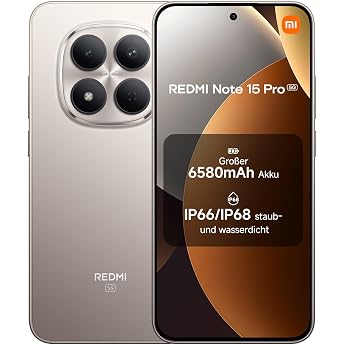 XIAOMI Redmi Note 15 Pro 5G Smartphone (12 + 512 GB) - Mobile Phone with Android, 6580 mAh Battery, IP66/IP68 Dust and Water 