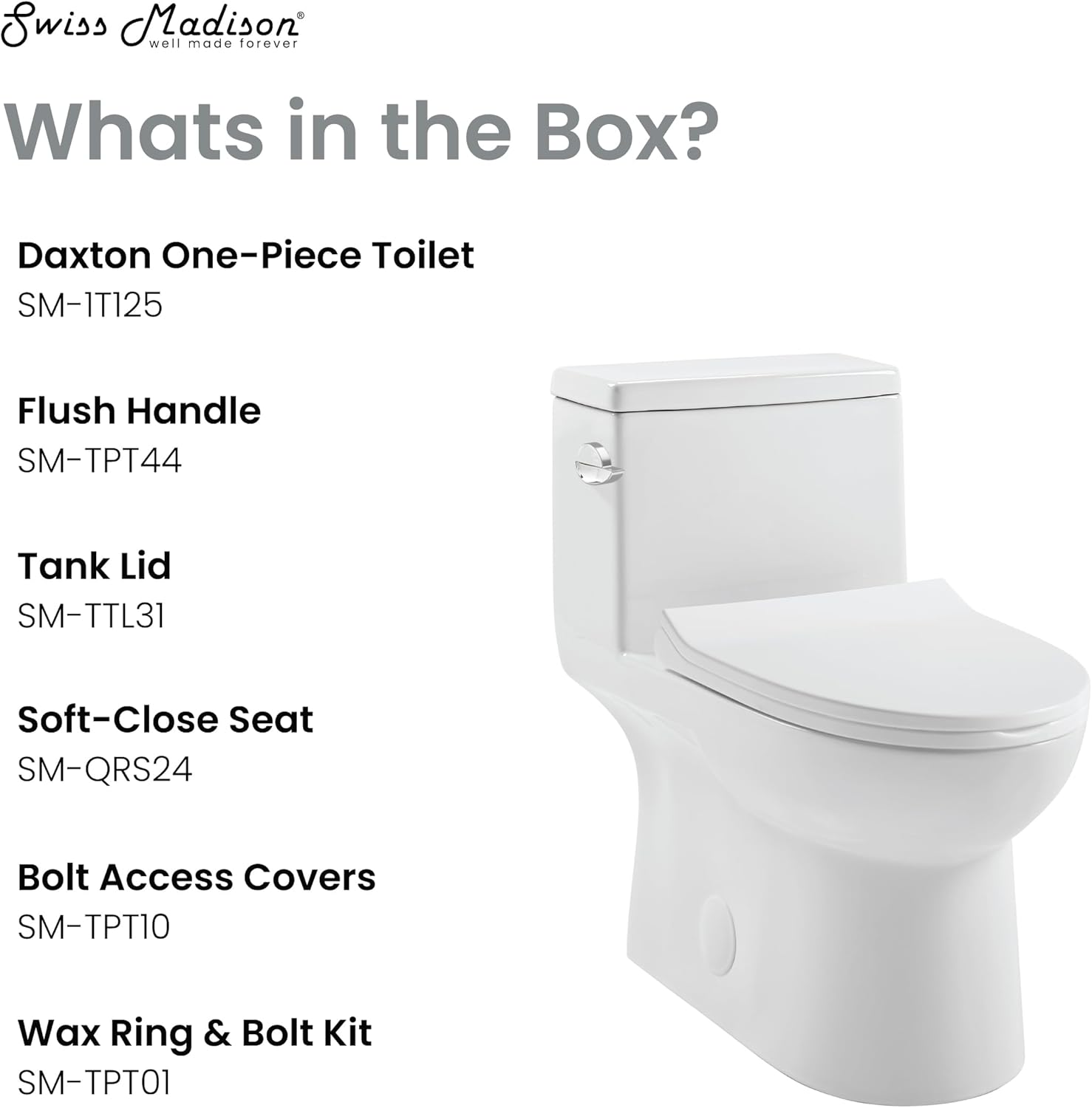 Daxton One-Piece Elongated Left Side Flush Toilet 1.28 gpf