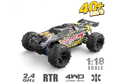 ES-TOYS RC Elektro Buggy 1:18 mit 2,4Ghz, 40 km/h, Allradantrieb - LiIon - Extreme 302E (Schwarz-Gelb)