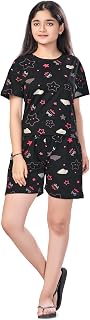 BLOEM Girls Cotton Colorblock Nightsuit | Top & Shorts Set for Girls | Soft & Breathable Sleepwear Set Price In India
