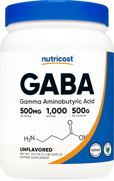 Nutricost Pure GABA 500G Powder (Gamma Aminobutyric Acid) (500 Grams/1.1 pounds)