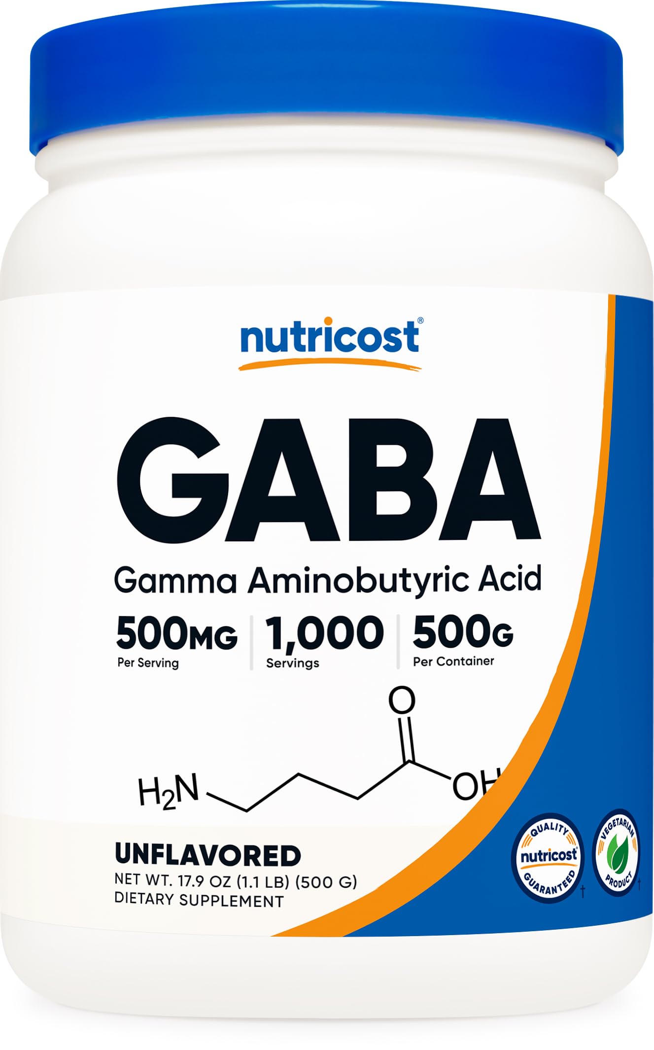 Nutricost Pure GABA 500G Powder (Gamma Aminobutyric Acid) (500 Grams/1.1 pounds)
