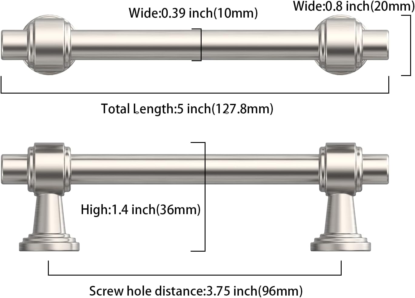 9BUILD 10 Pack 3.75 Inch Brushed Satin Nickel Kitchen Cabinet Handles Brushed Nickel Cabinets Pulls Zinc Alloy Cupboard Handle Drawer Pull for Kitchen Hardware