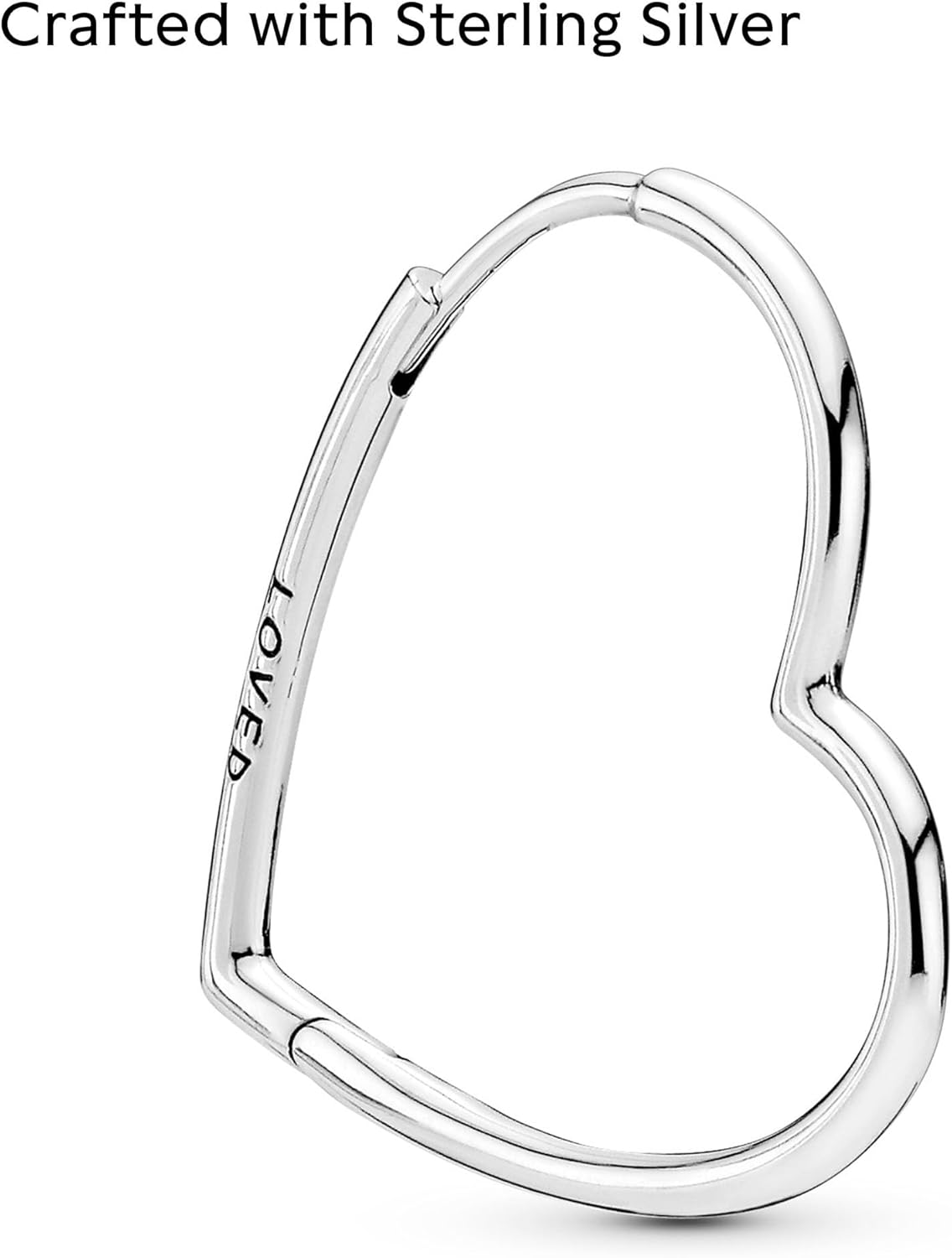 PANDORA Asymmetrical Heart Hoop Earrings - Classic Earrings for Women - Gift for Her - Made with Sterling Silver - With Gift Box