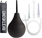 Black Silicone Enema Bulb Kit 7.6oz Clean Anal Douche for Men Women with 19.7in Hose+4 Replaceable Nozzle (Black)
