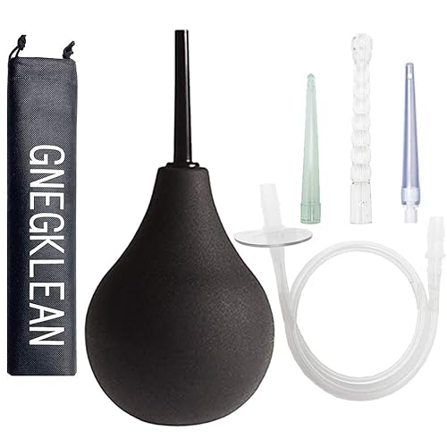 GNEGKLEAN Black Silicone Enema Bulb Kit 7.6oz Clean Anal Douche