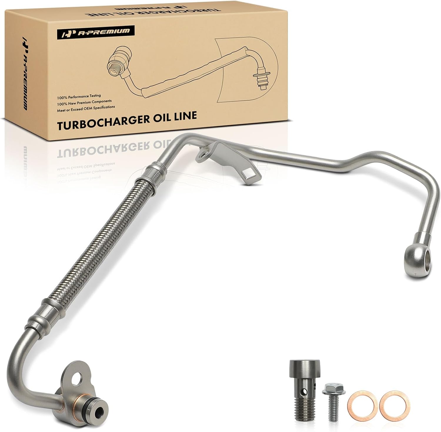 A-Premium Turbocharger Oil Line Compatible with Volkswagen Jetta 2008-2010 2012-2013, Passat, Golf, Tiguan, Beetle, CC, Eos, GTI, Passat CC, Tiguan Limited & Audi A3, Q3, TT